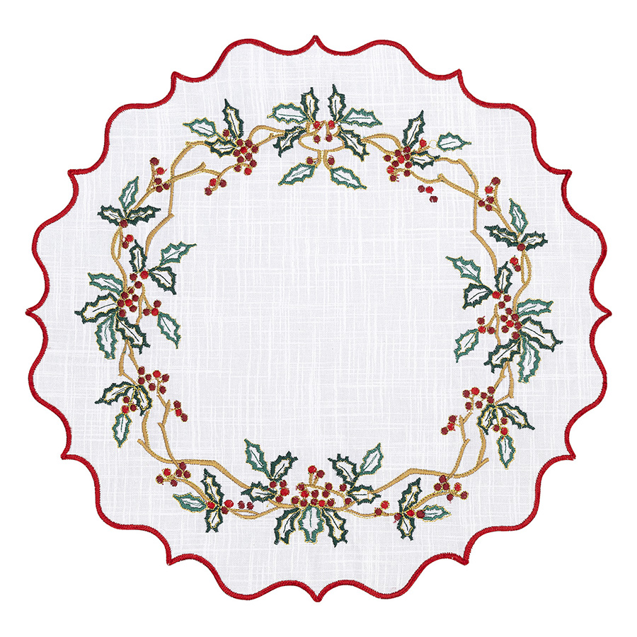 Изображение товара Набор из двух салфеток под приборы Festive wreath из коллекции New Year Essential, Ø38 см