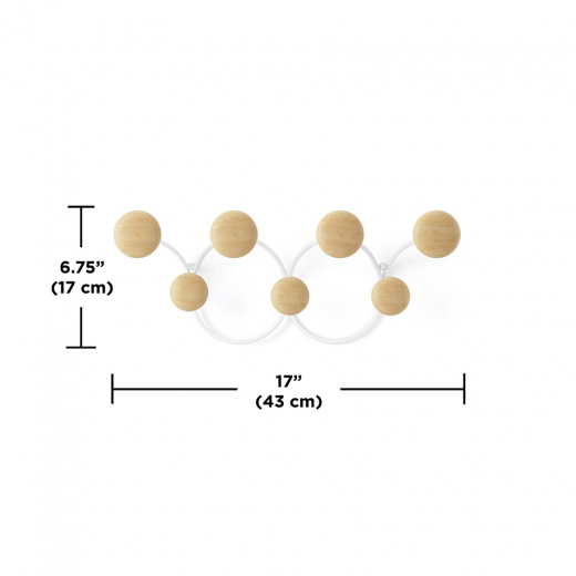 Вешалка настенная Dotsy, белая/натуральное дерево