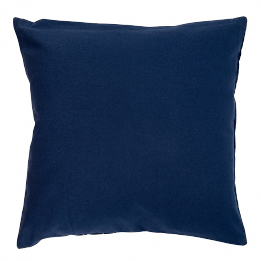 Чехол на подушку из хлопкового бархата с геометрическим принтом темно-синего цвета из коллекции Ethnic, 45х45 см