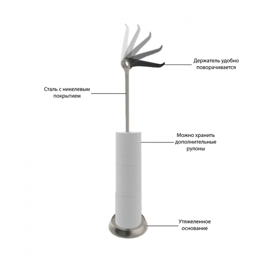 Держатель для туалетной бумаги Tucan, 73 см, никель